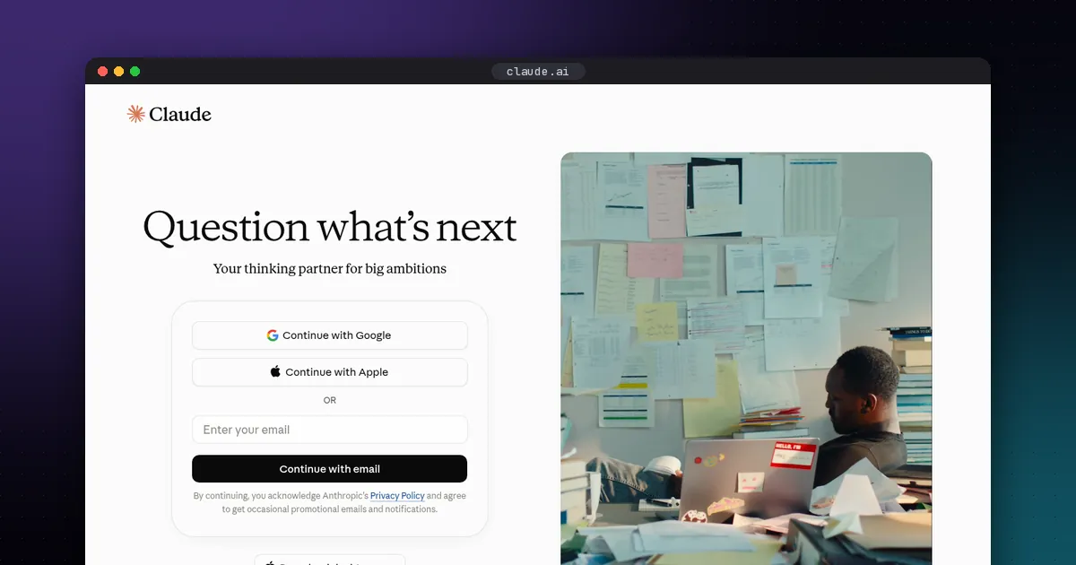 Screenshot of the Claude website